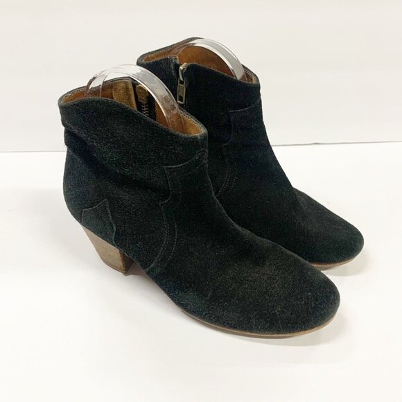 ISABEL MARANT Étoile Suede Dicker Ankle Boots Black Size 37 US 7 - Picture 1 of 11